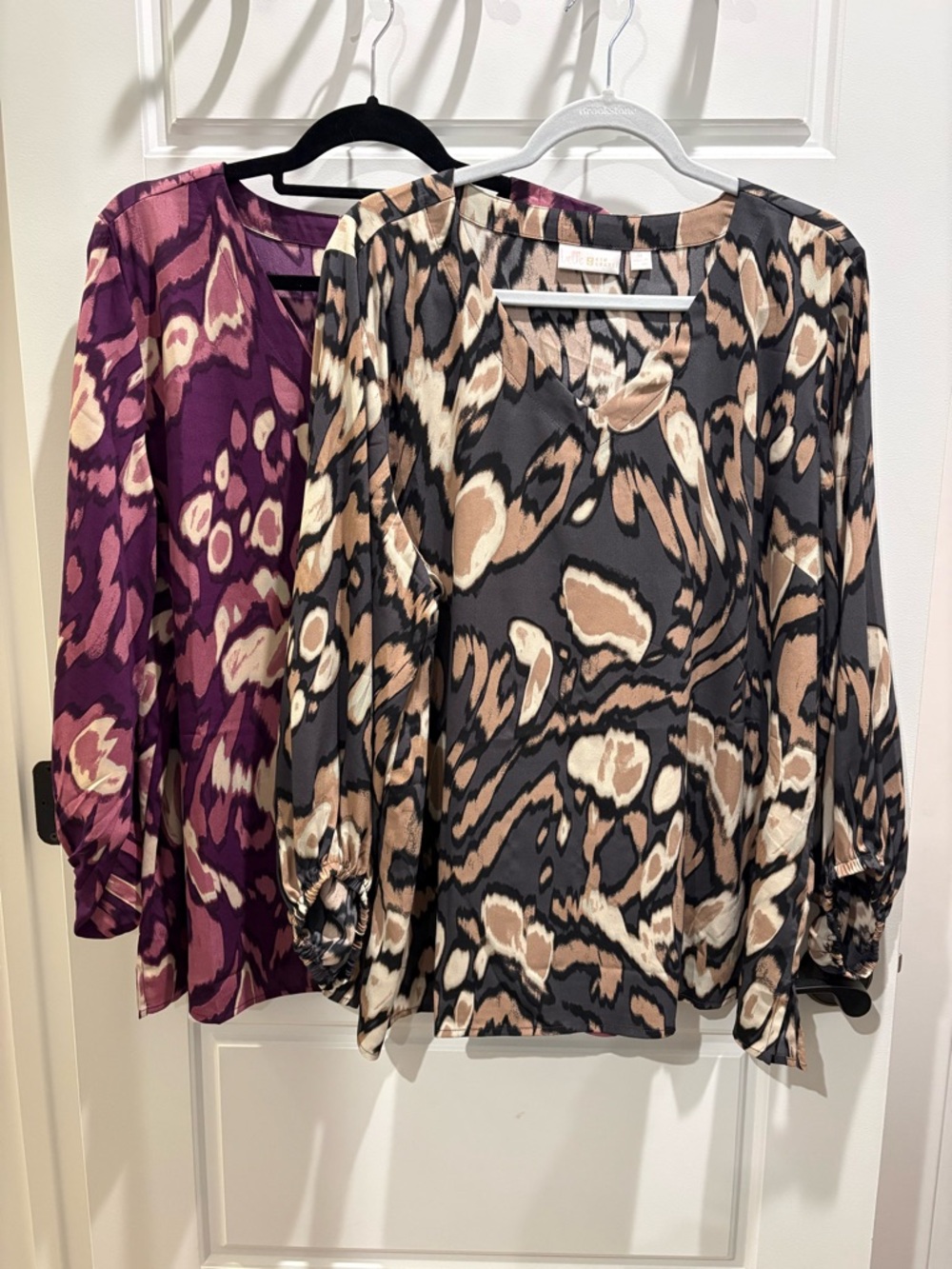 Belle by Kim Gravel Abstract Printed Blouse, set of two
